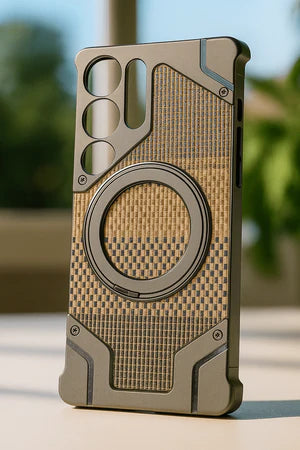 Heavy-Duty Armor Woven Back Case – Magnetic Ring Edition